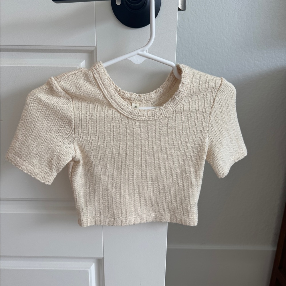 Rylee + Cru pointelle Tee Ivory 2-3 years